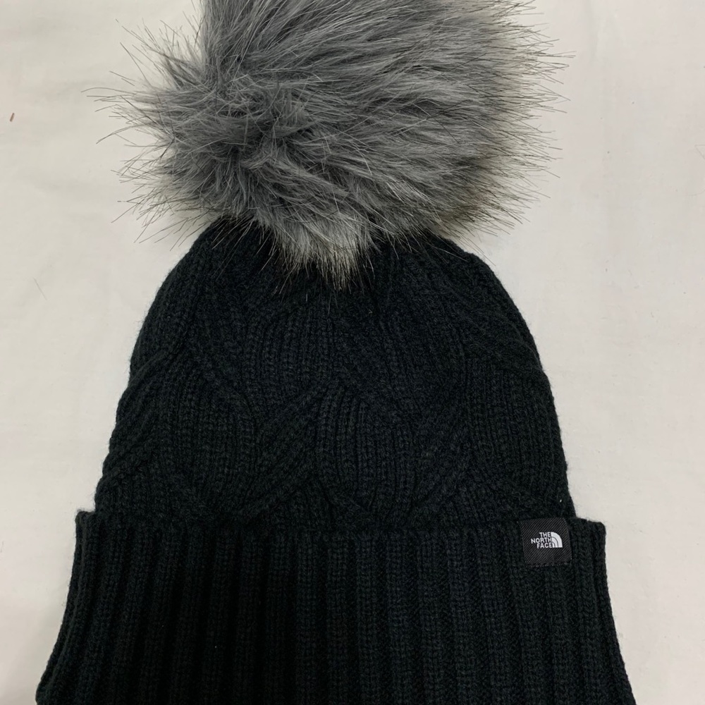 Black North Face Oh Mega Fur Pom Beanie